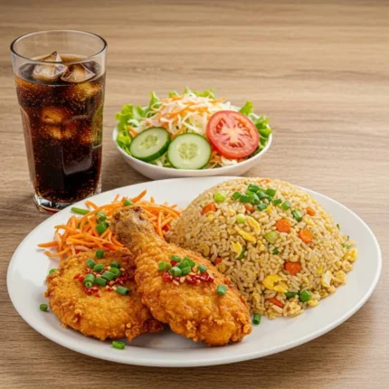2 Pcs Mixed Chicken With Rice, Salad & Soda