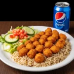 20 Pcs Popcorn Chicken With Rice, Salad & Soda
