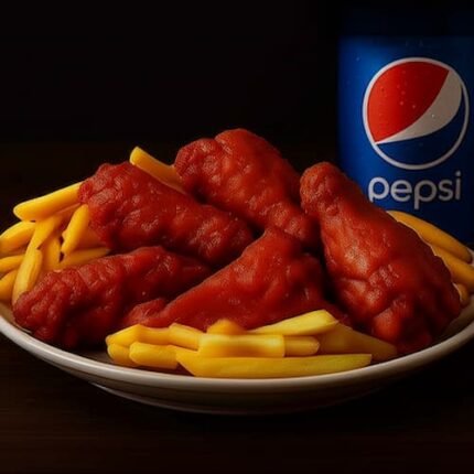 6 Pcs Hot Wings W Fries And Soda