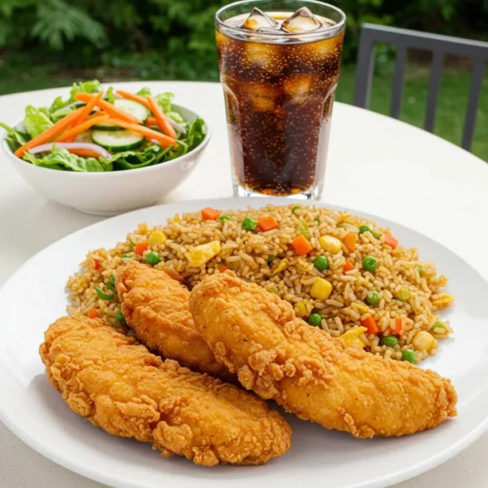 Chicken Tender (3 Pcs) With Rice, Salad & Soda - Image 1