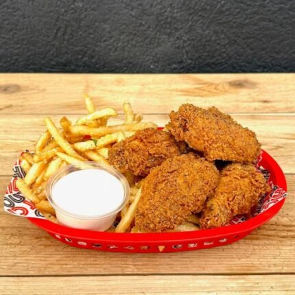 Crispy Hot Wings with Fries