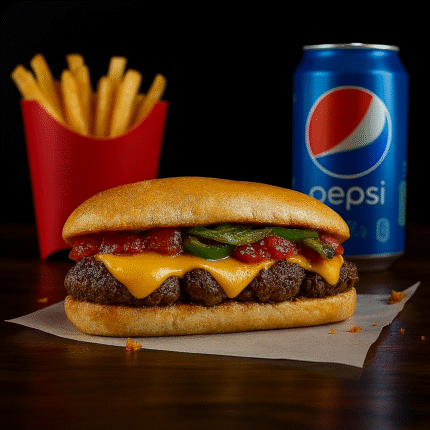 Italian Cheeseburger W Fries And Soda