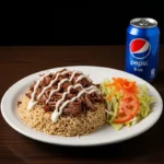 Lamb With Rice, Salad & Soda