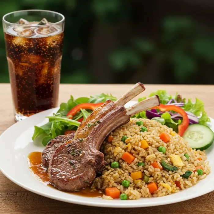 Lamb With Rice, Salad & Soda - Image 1