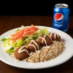5 Pcs Falafel With Rice, Salad & Soda